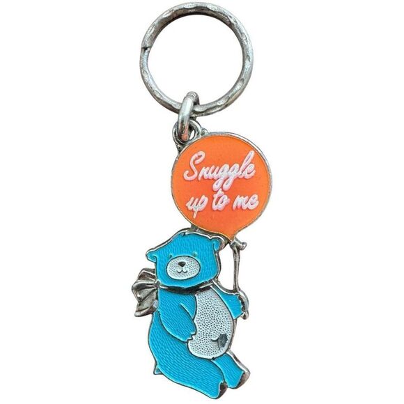 Vintage Snuggly Blue Bear Key Chain - Picture 1 of 4